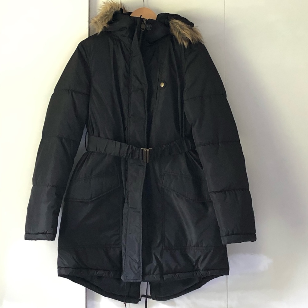 Black maternity coat